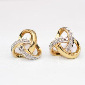 Diamond Knot Studs Earrings in 14K Yellow Gold